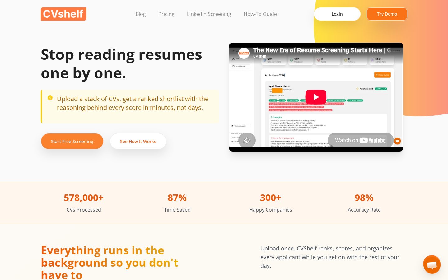 CV shelf Homepage