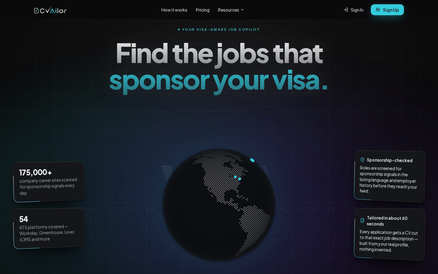 CVailor AI Resume Builder Homepage