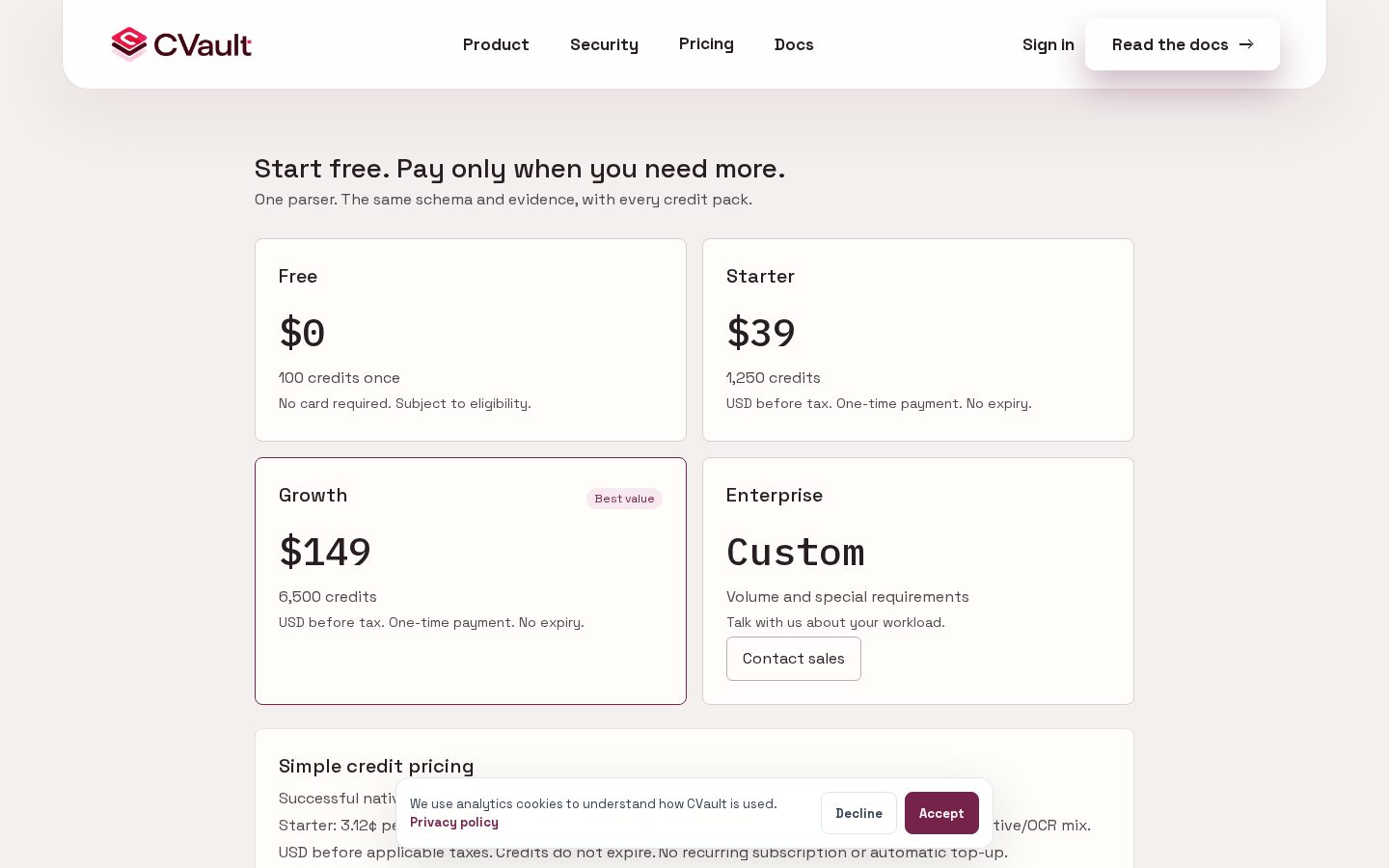 CVault AI Pricing