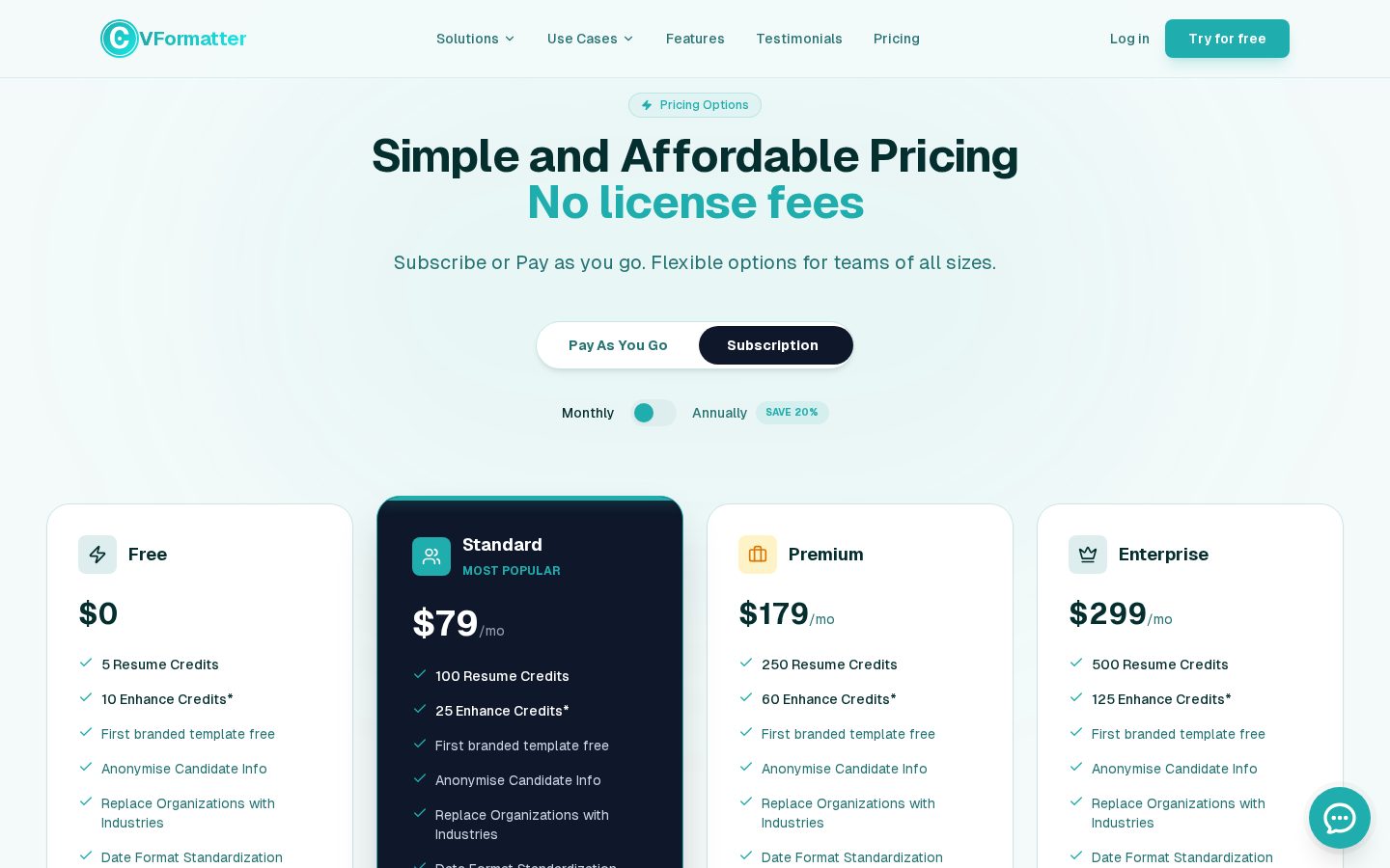 CVFormatter Pricing
