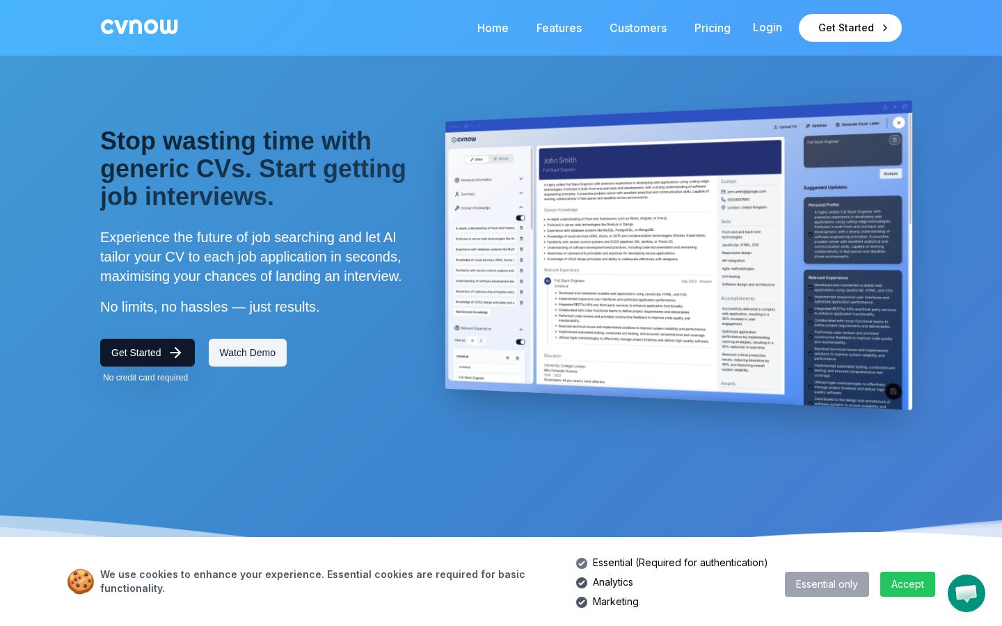 CVnow Homepage