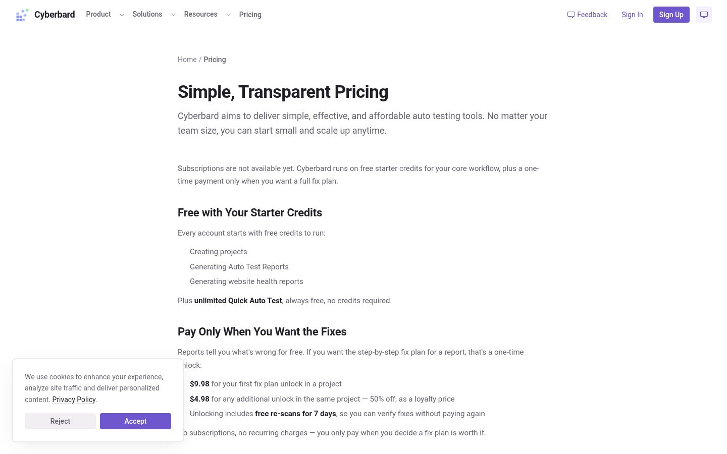 Cyberbard Pricing
