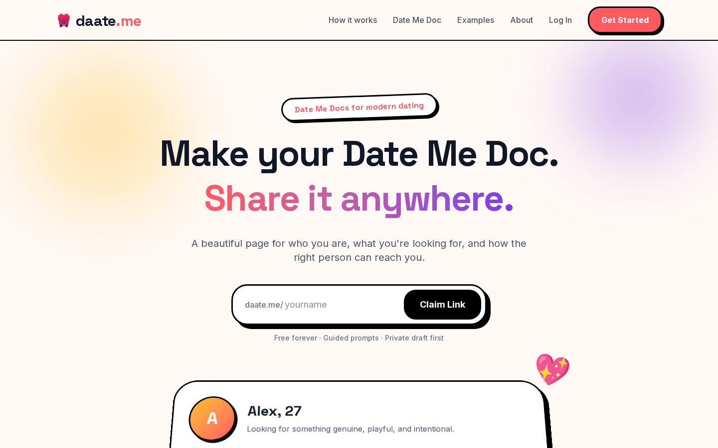 Daate.me Homepage