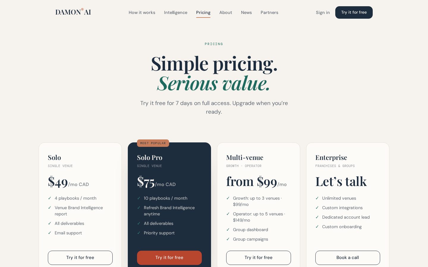 DAMON.AI Pricing