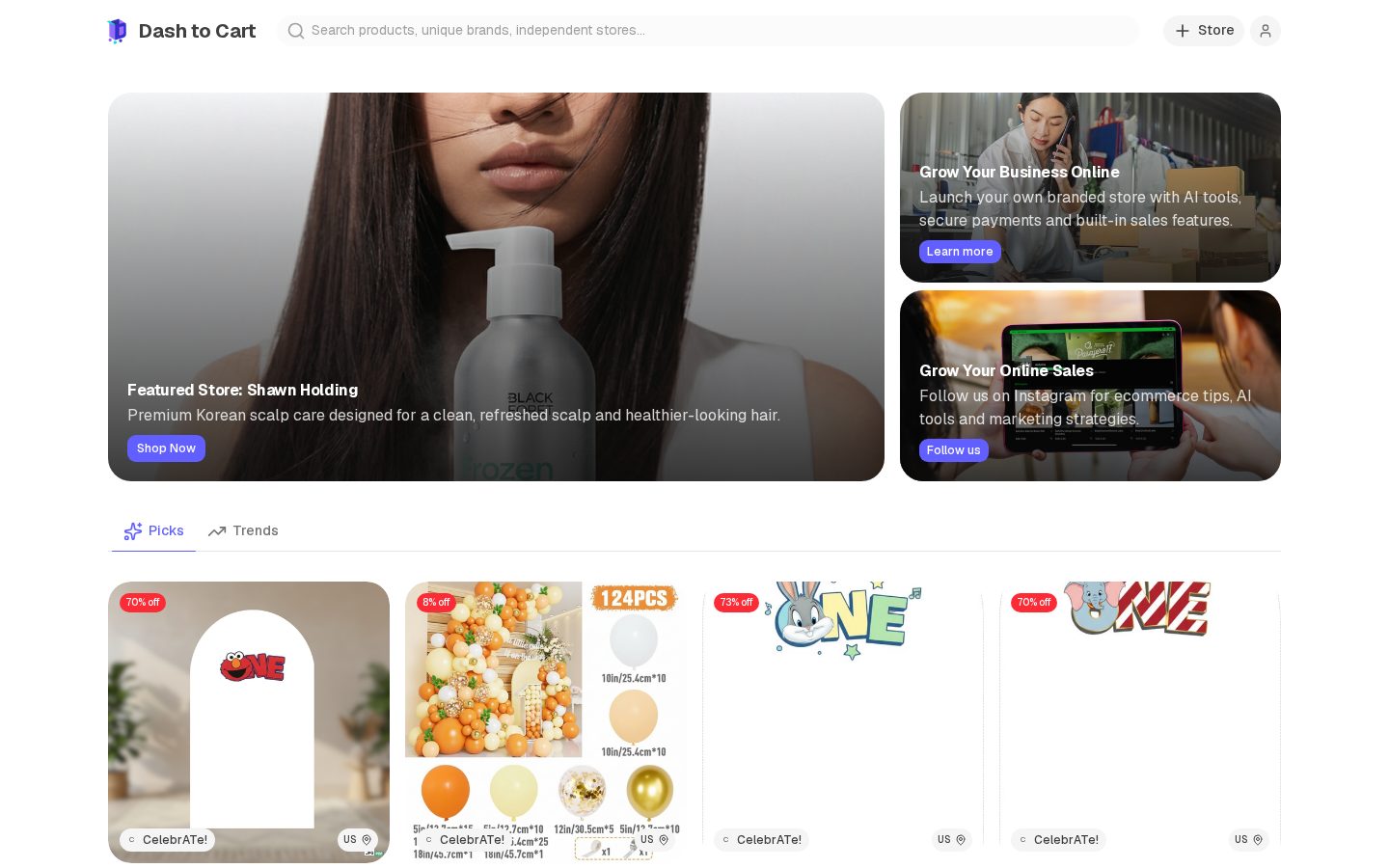 Dash to Cart Homepage
