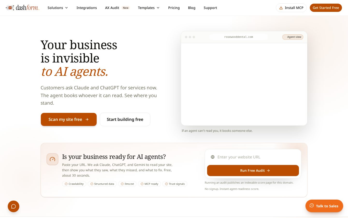 Dashform Homepage
