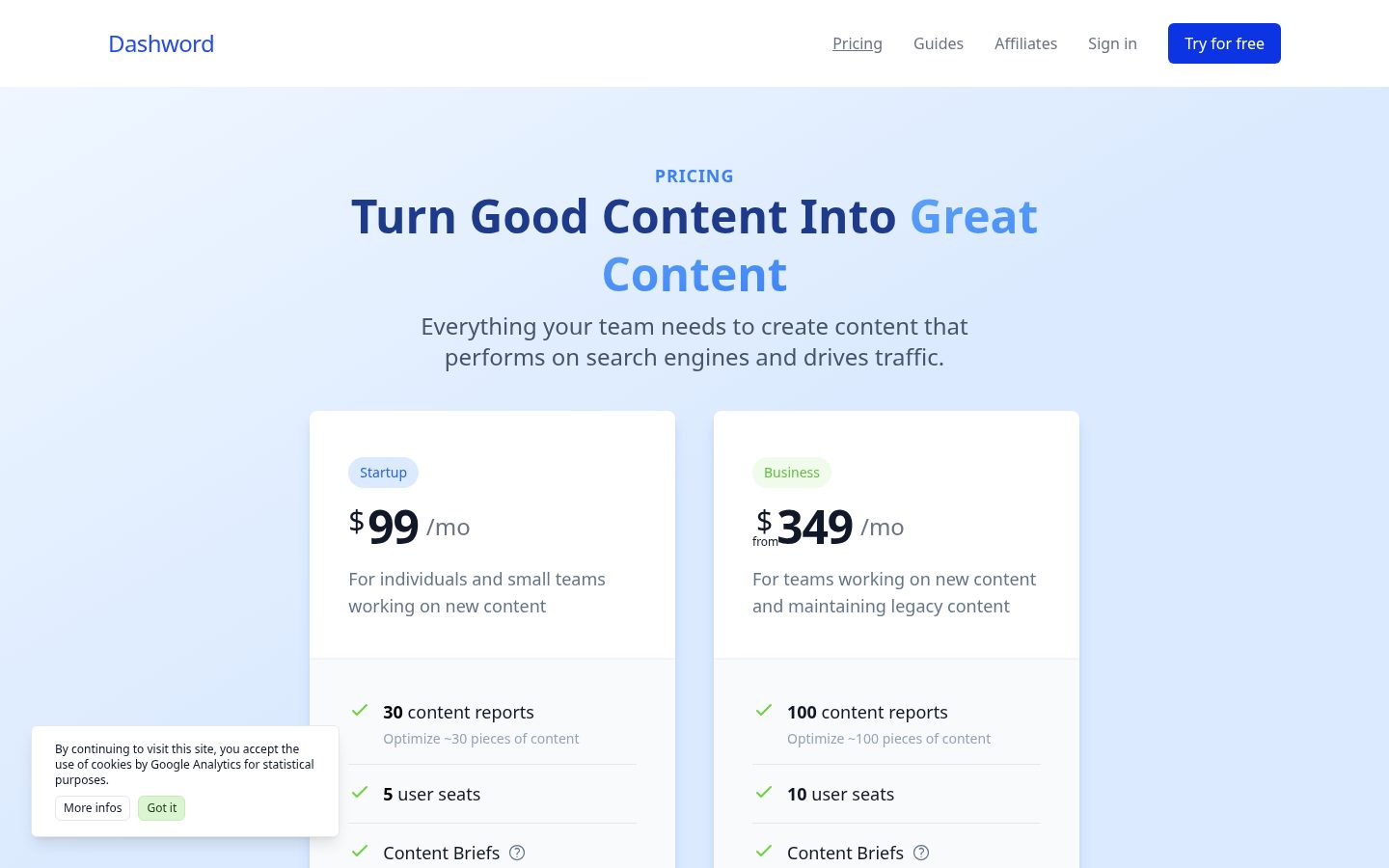 Dashword Pricing