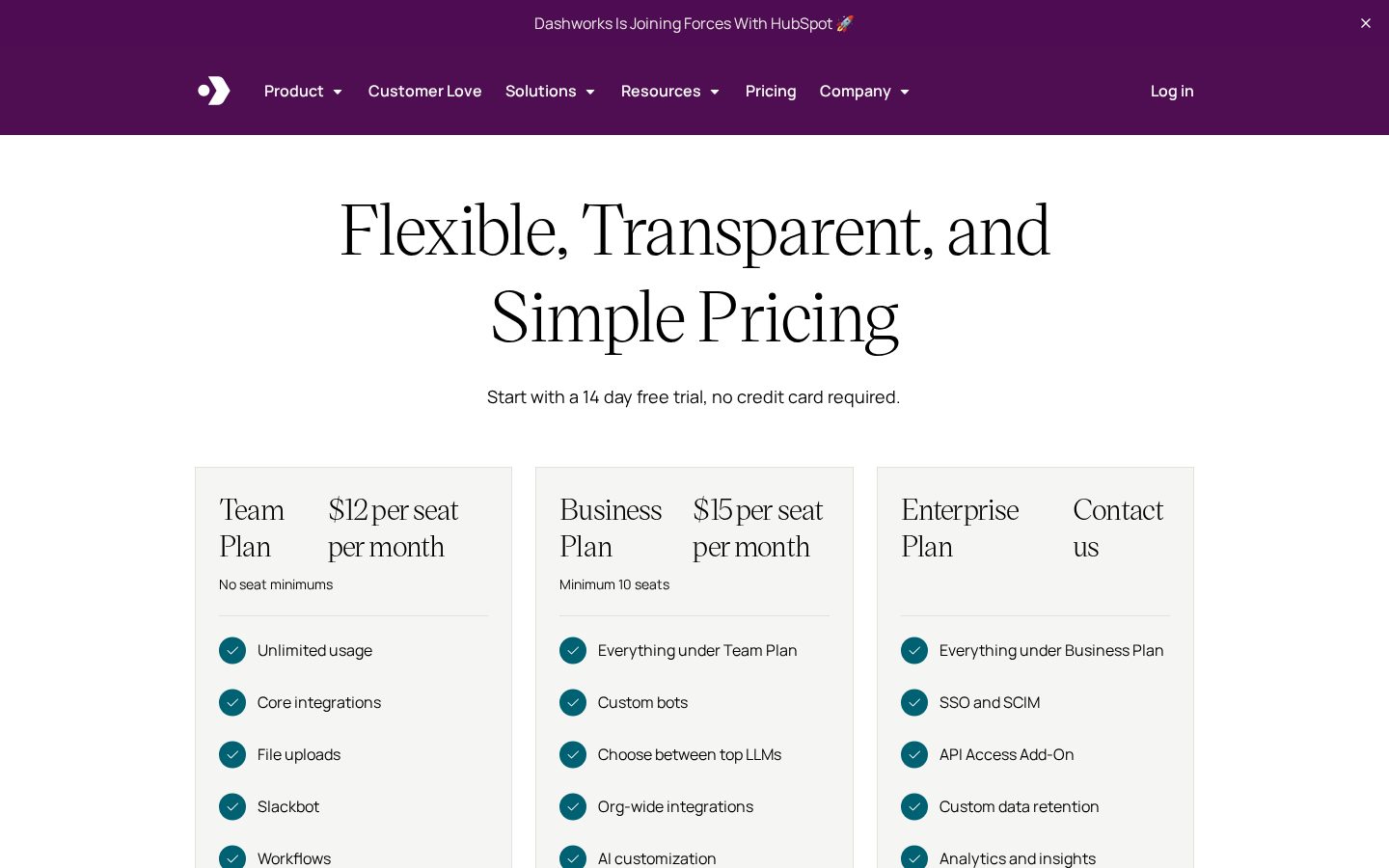 Dashworks Pricing