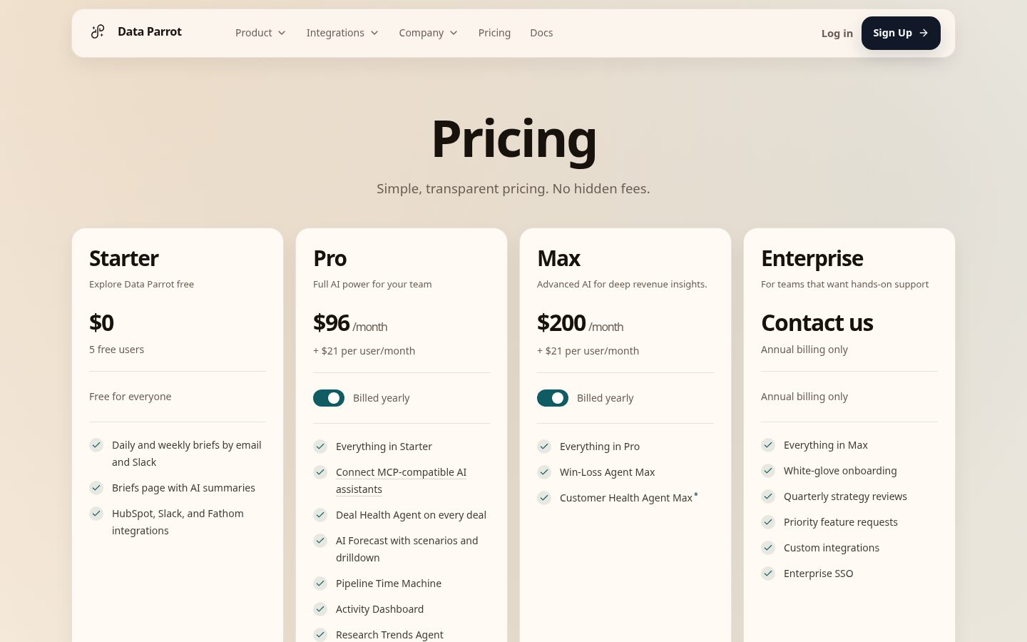 Data Parrot Pricing