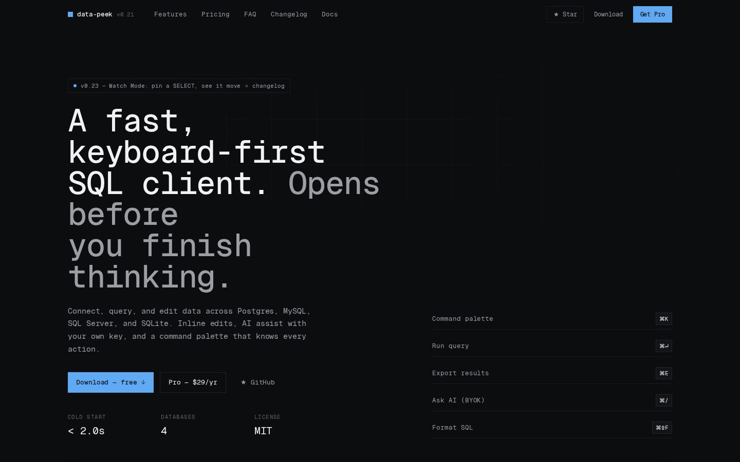 Data Peek Homepage