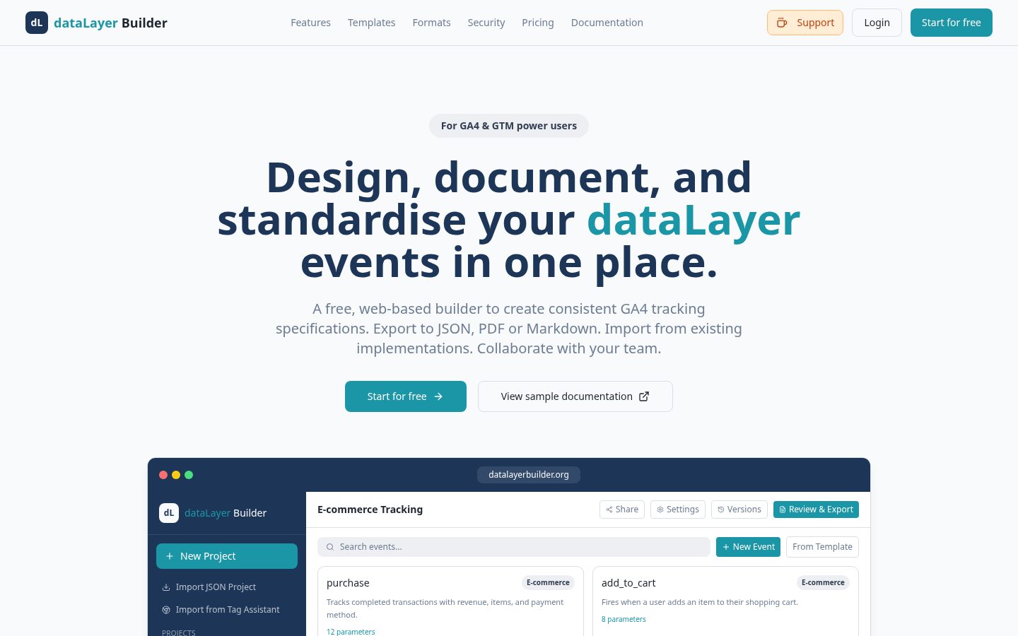 dataLayer Builder Homepage
