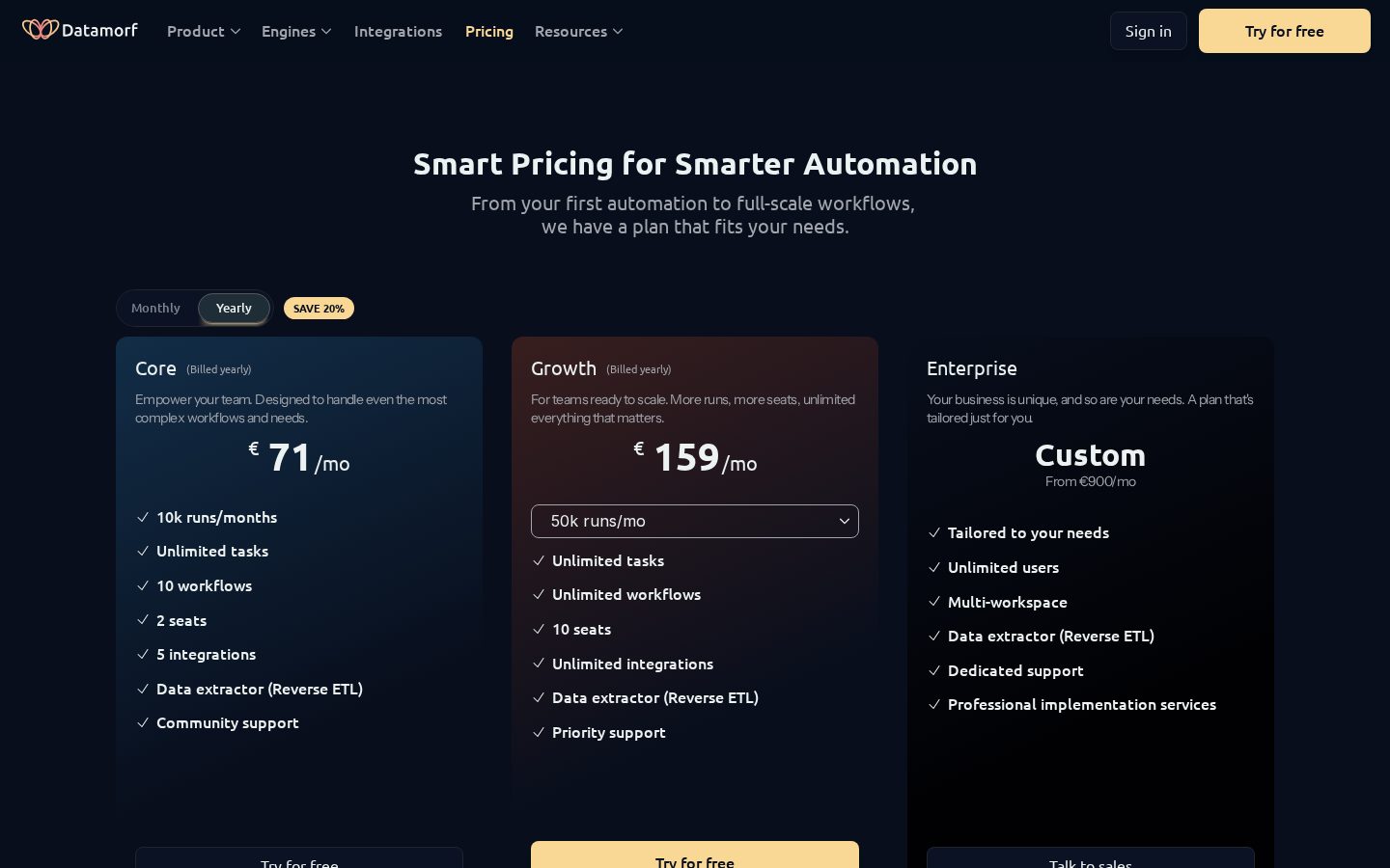 Datamorf Pricing
