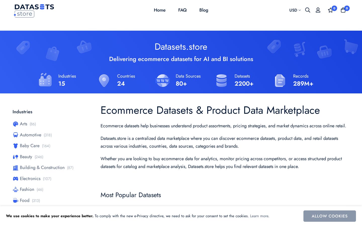 Datasets.store Homepage
