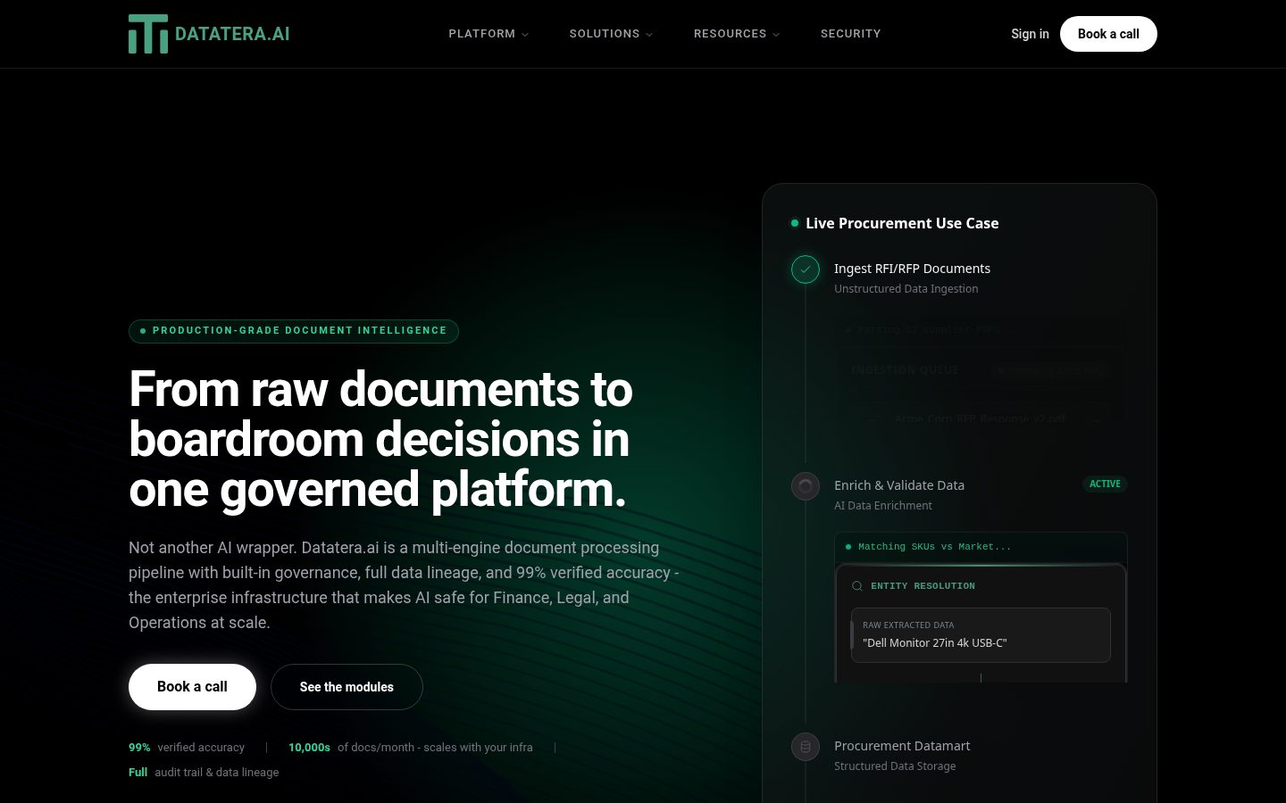 Datatera.ai Homepage