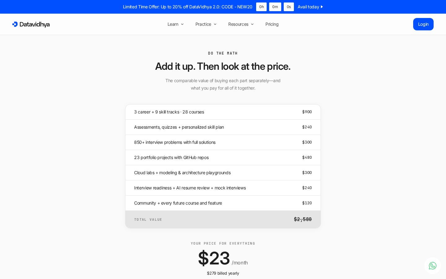 DataVidhya Pricing