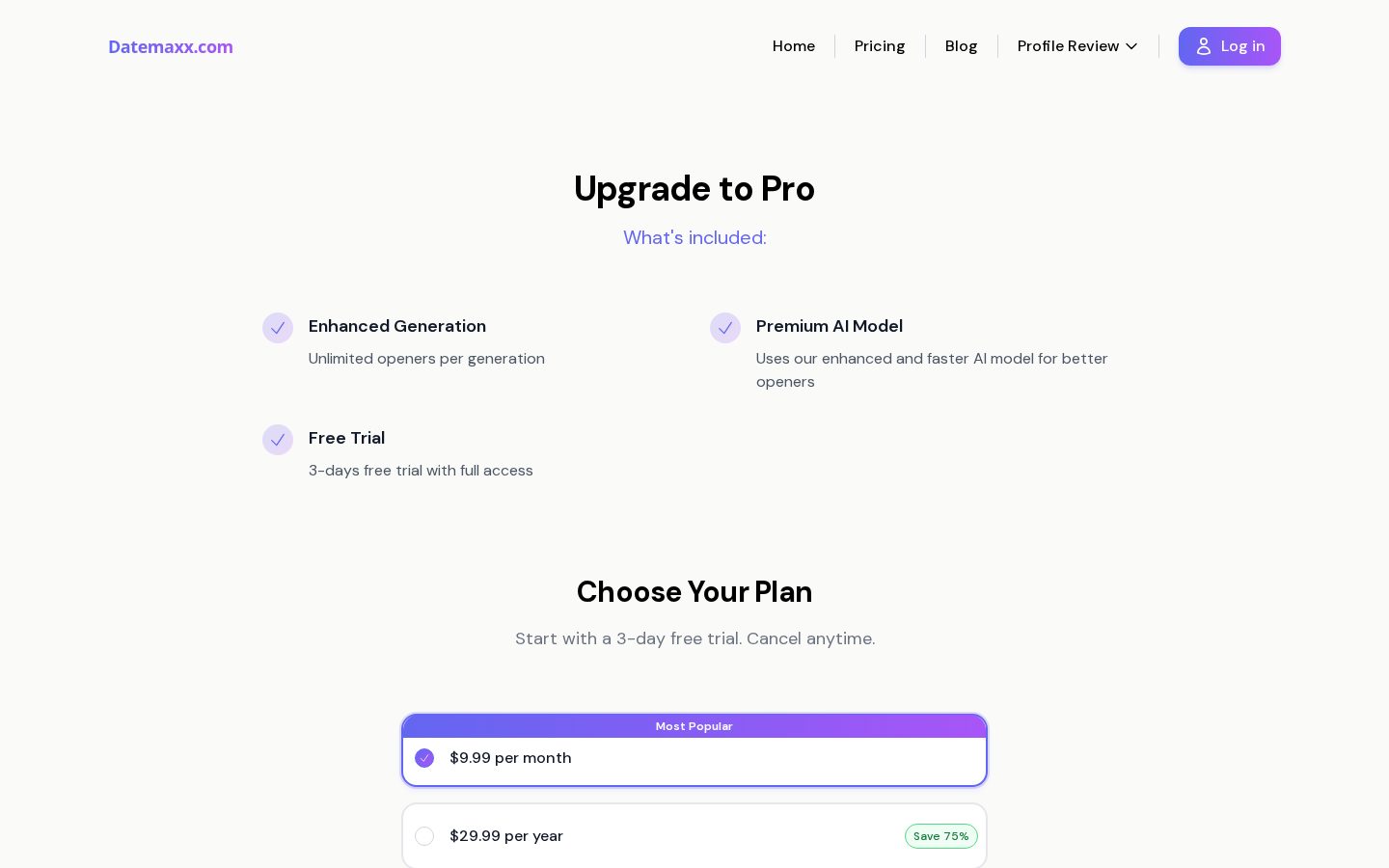 Datemaxx Pricing