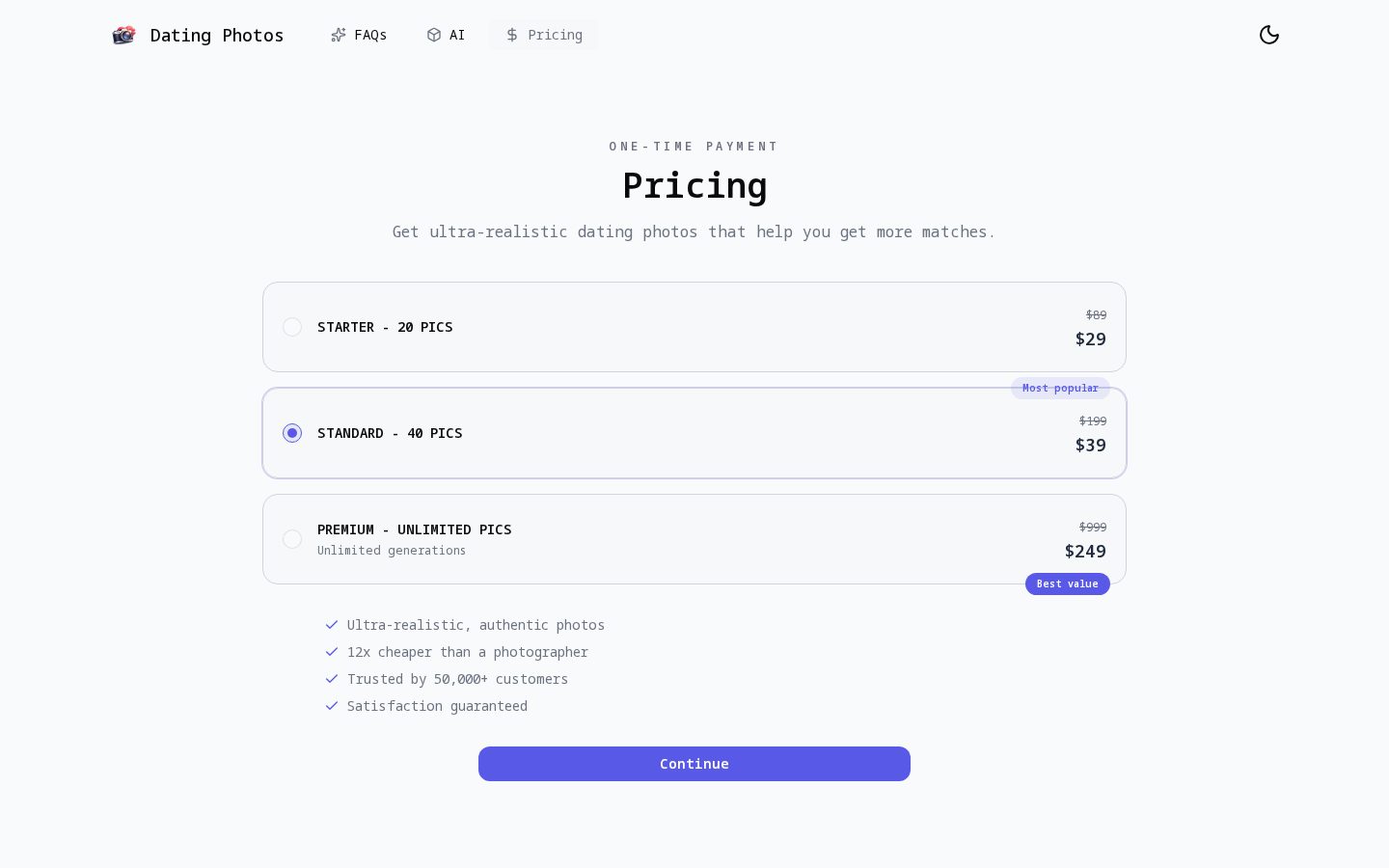Dating Photos Pricing