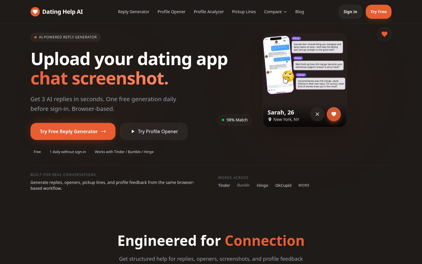 Datinghelp AI Homepage