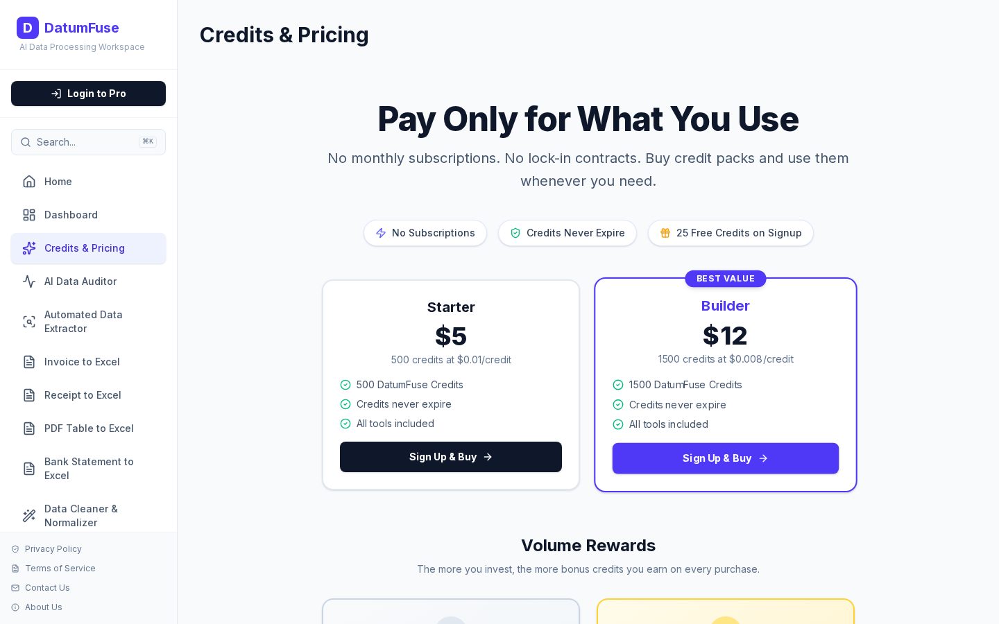 DatumFuse.AI Pricing