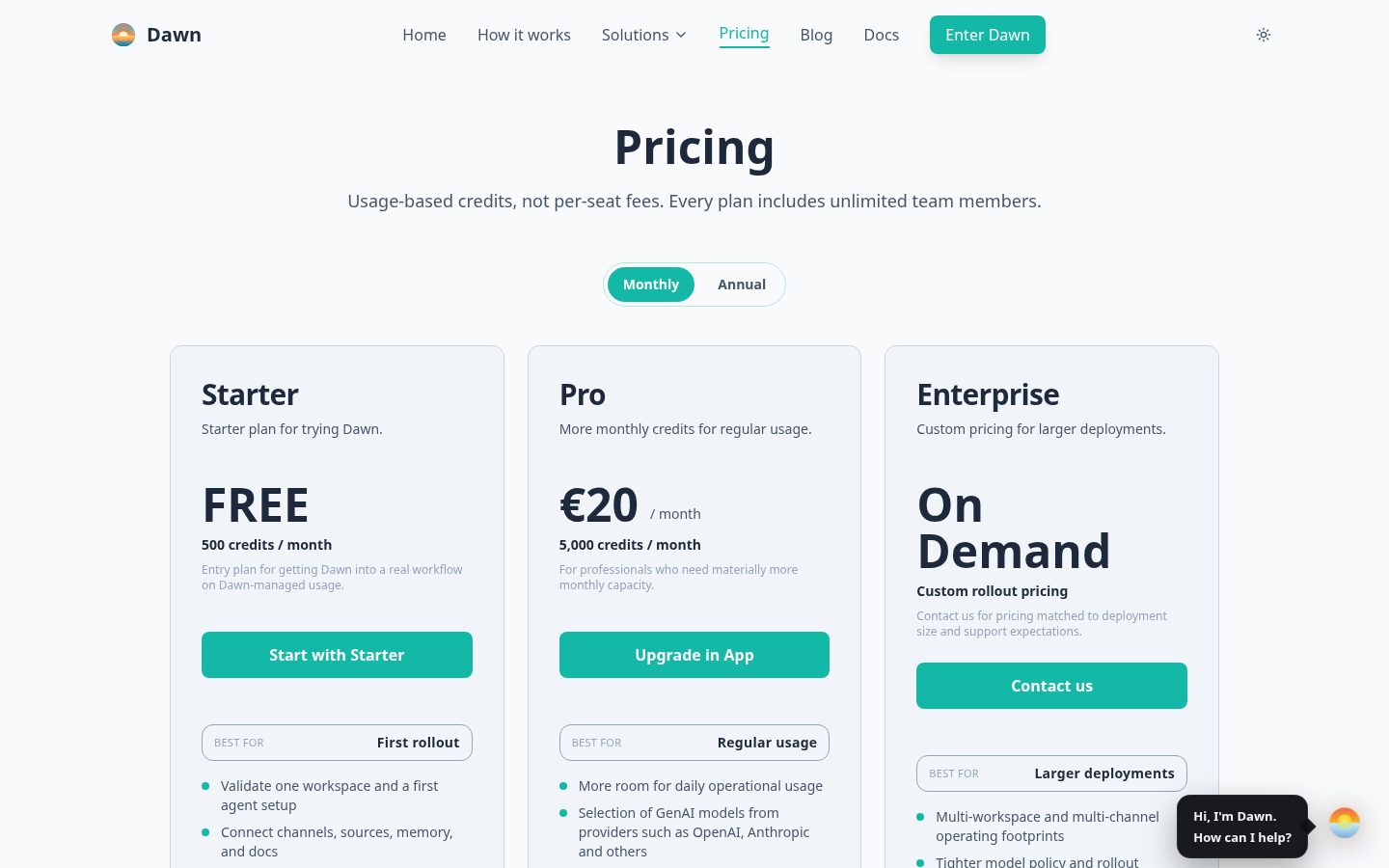 Dawn Pricing