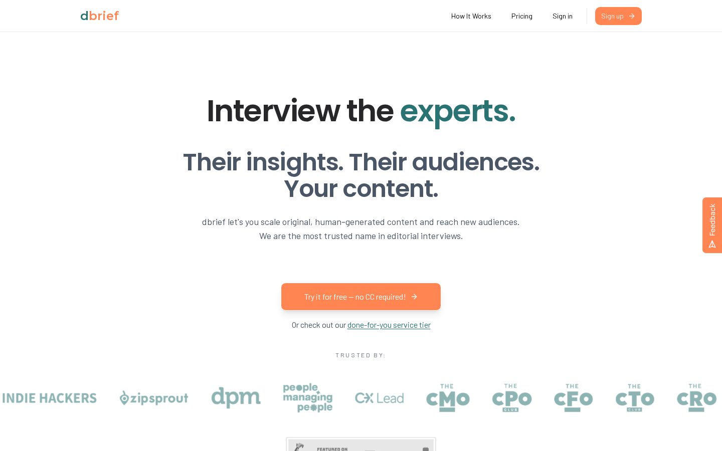 dbrief Homepage