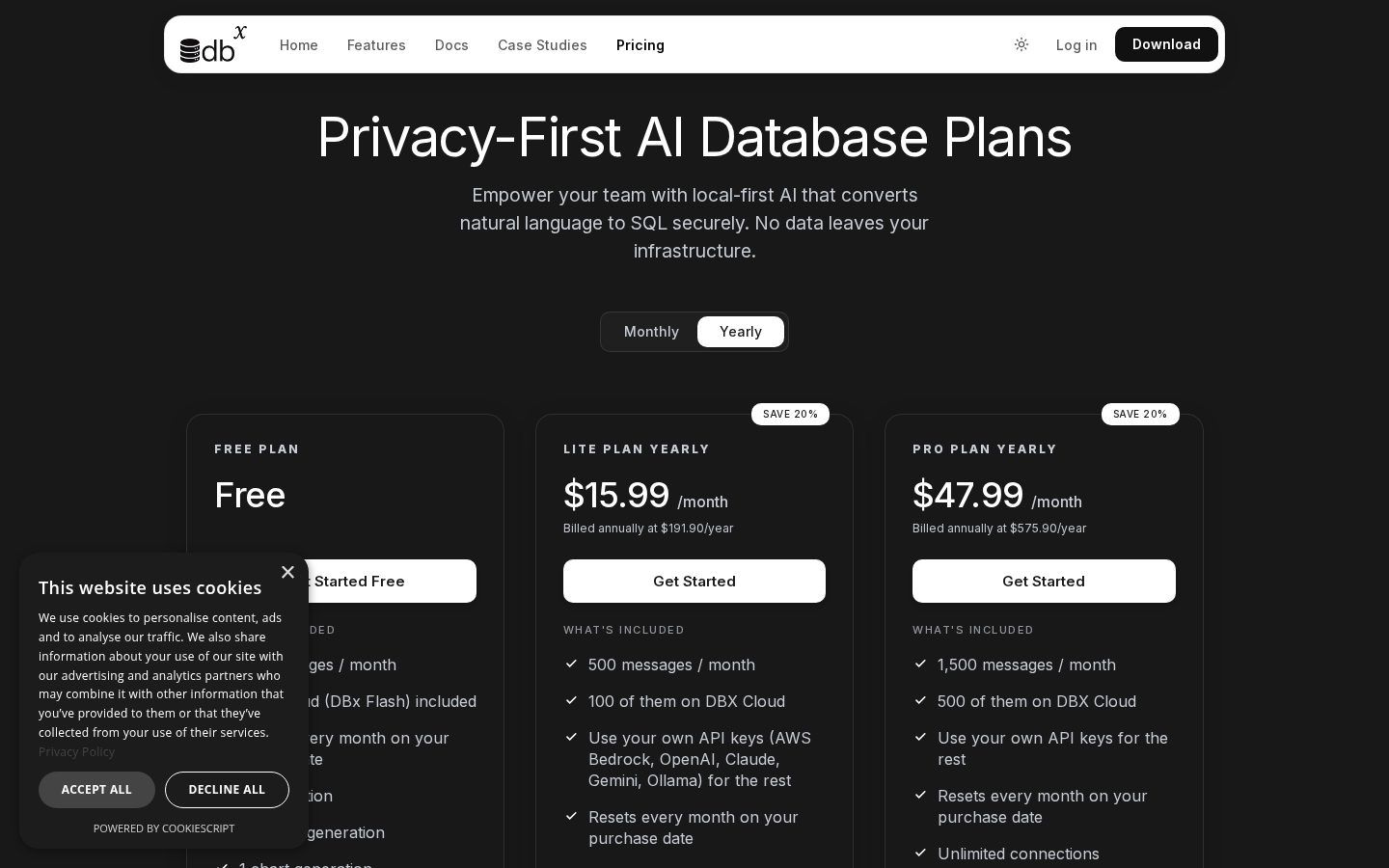 dbx studio Pricing