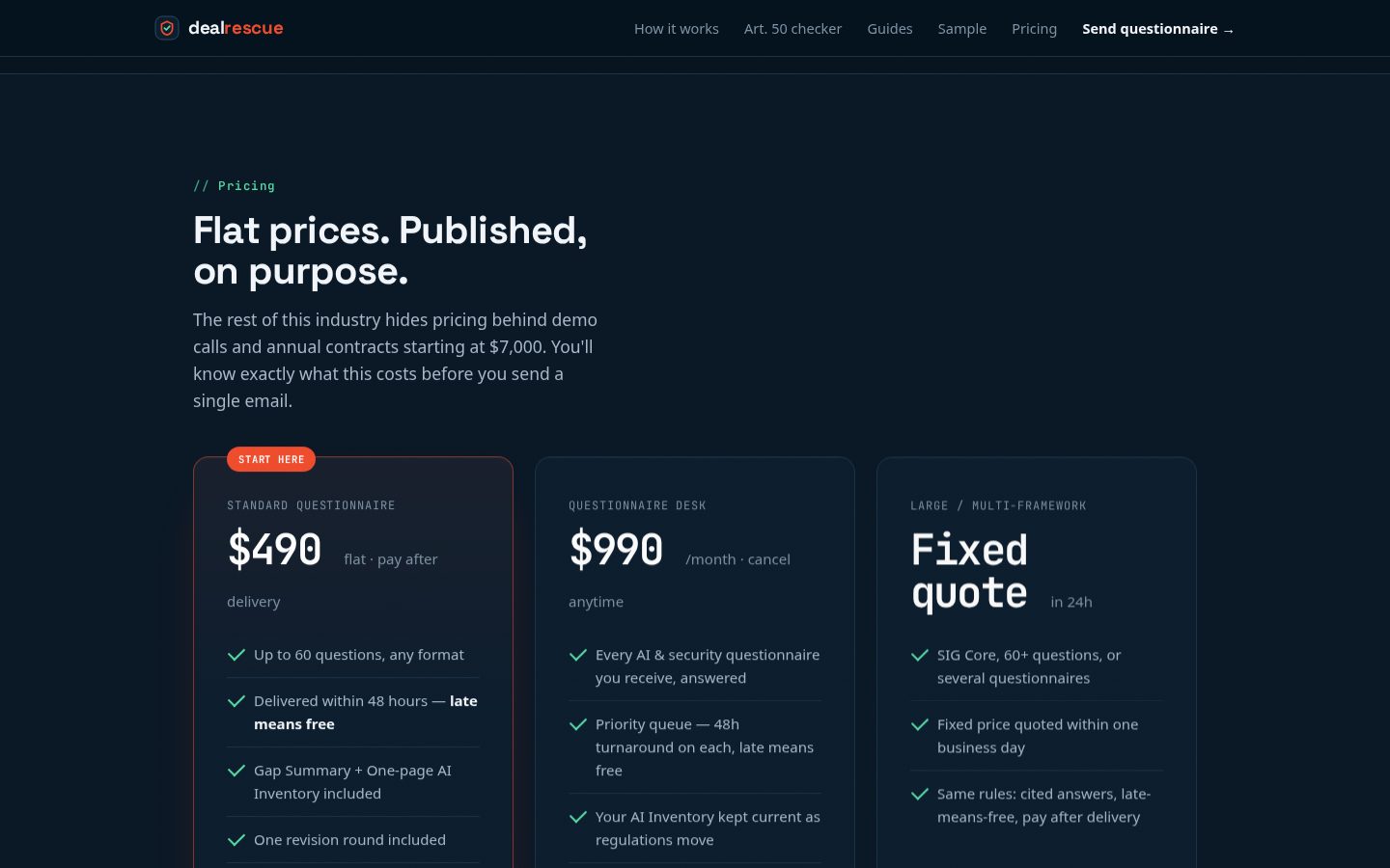Deal Rescue Pricing