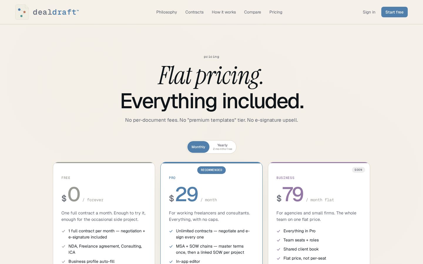 DealDraft Pricing
