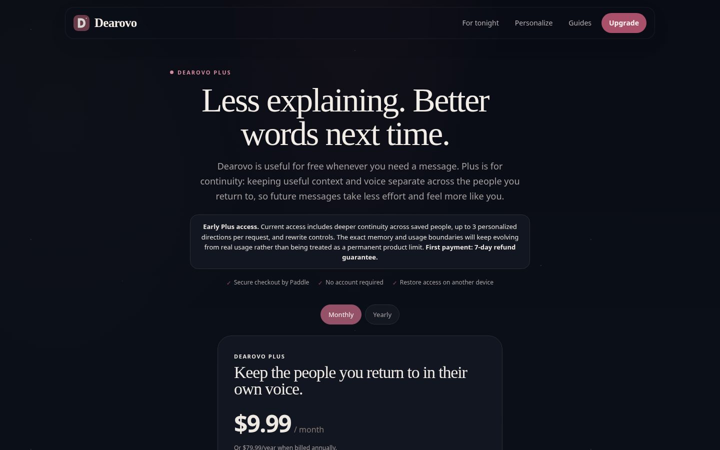 Dearovo Pricing