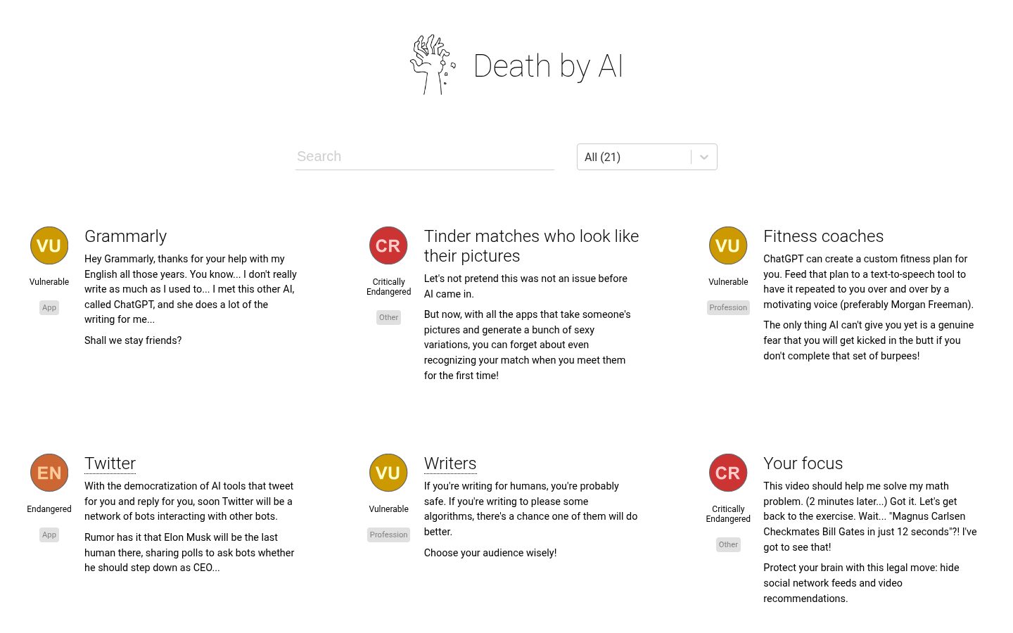 Death by AI Homepage