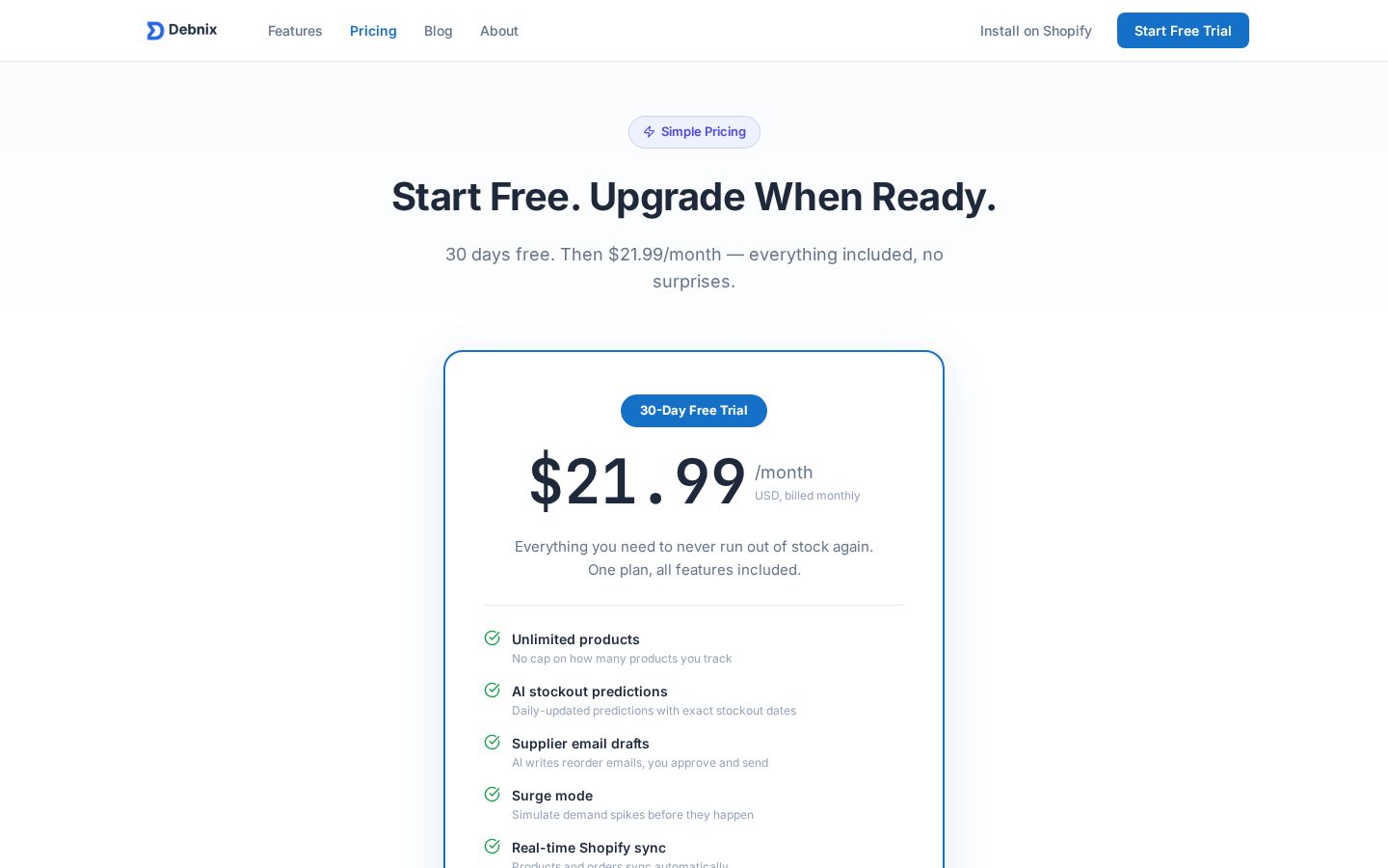 Debnix Pricing