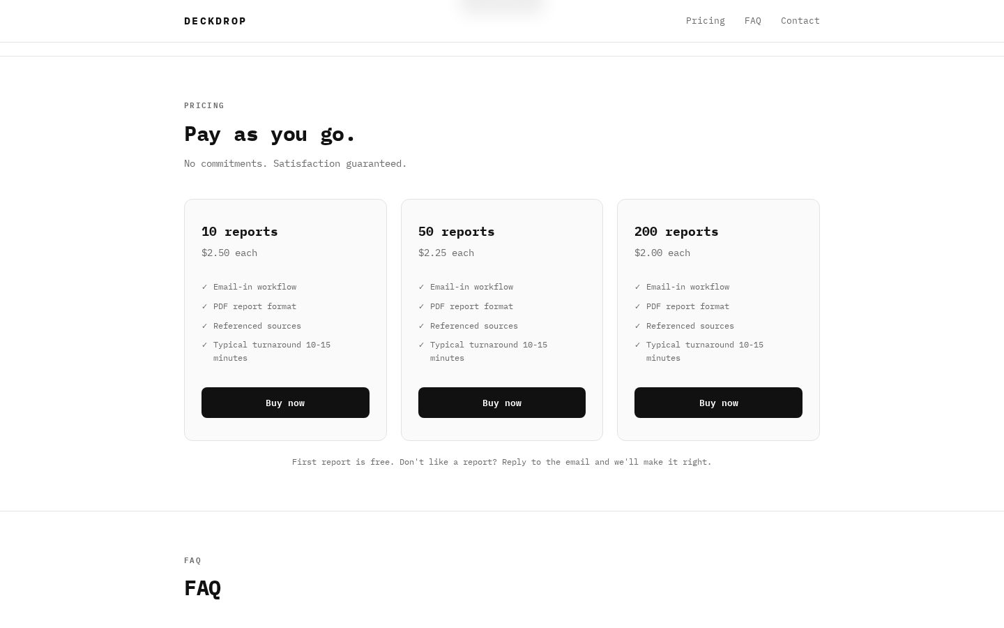 Deckdrop Pricing