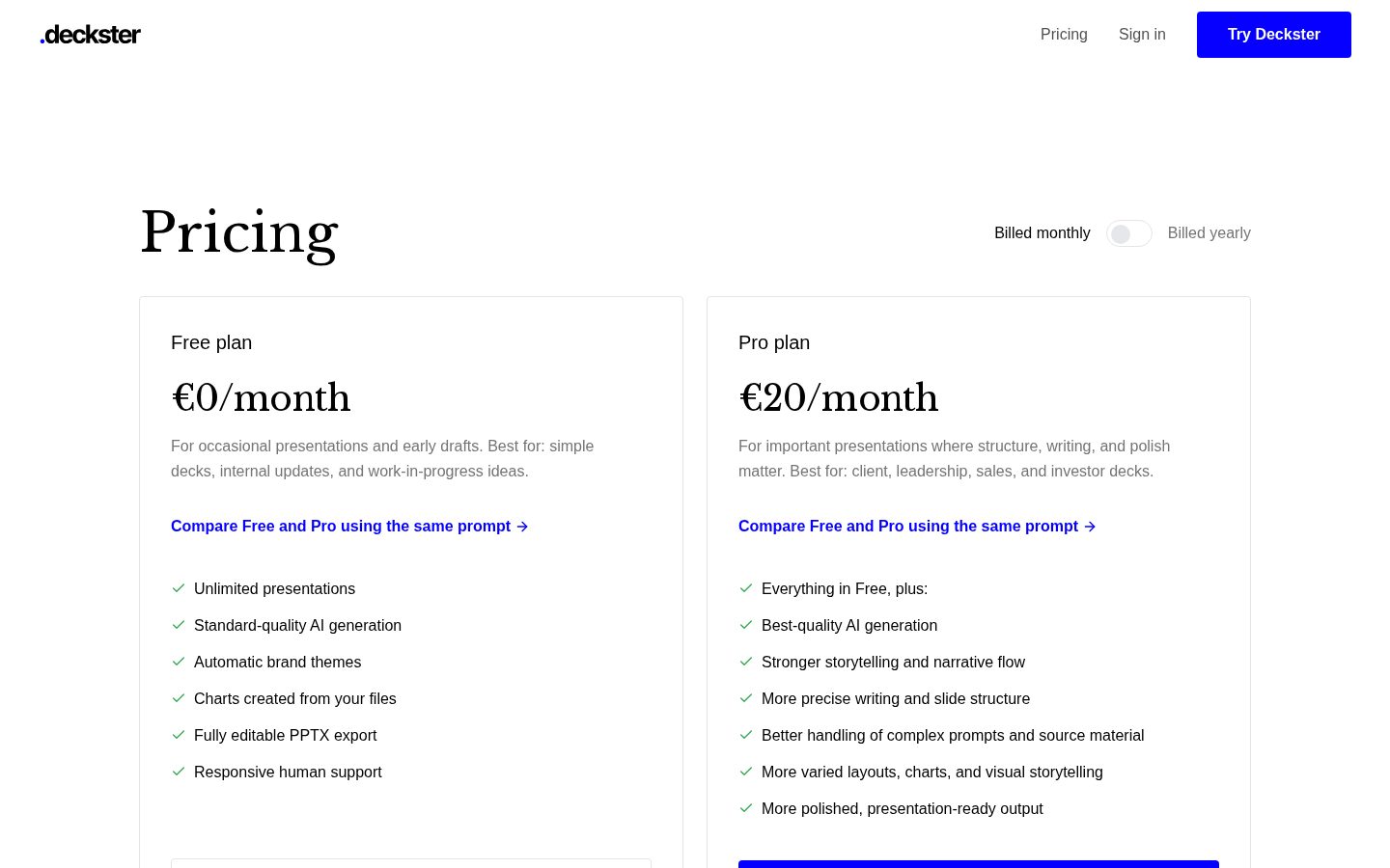 Deckster Pricing