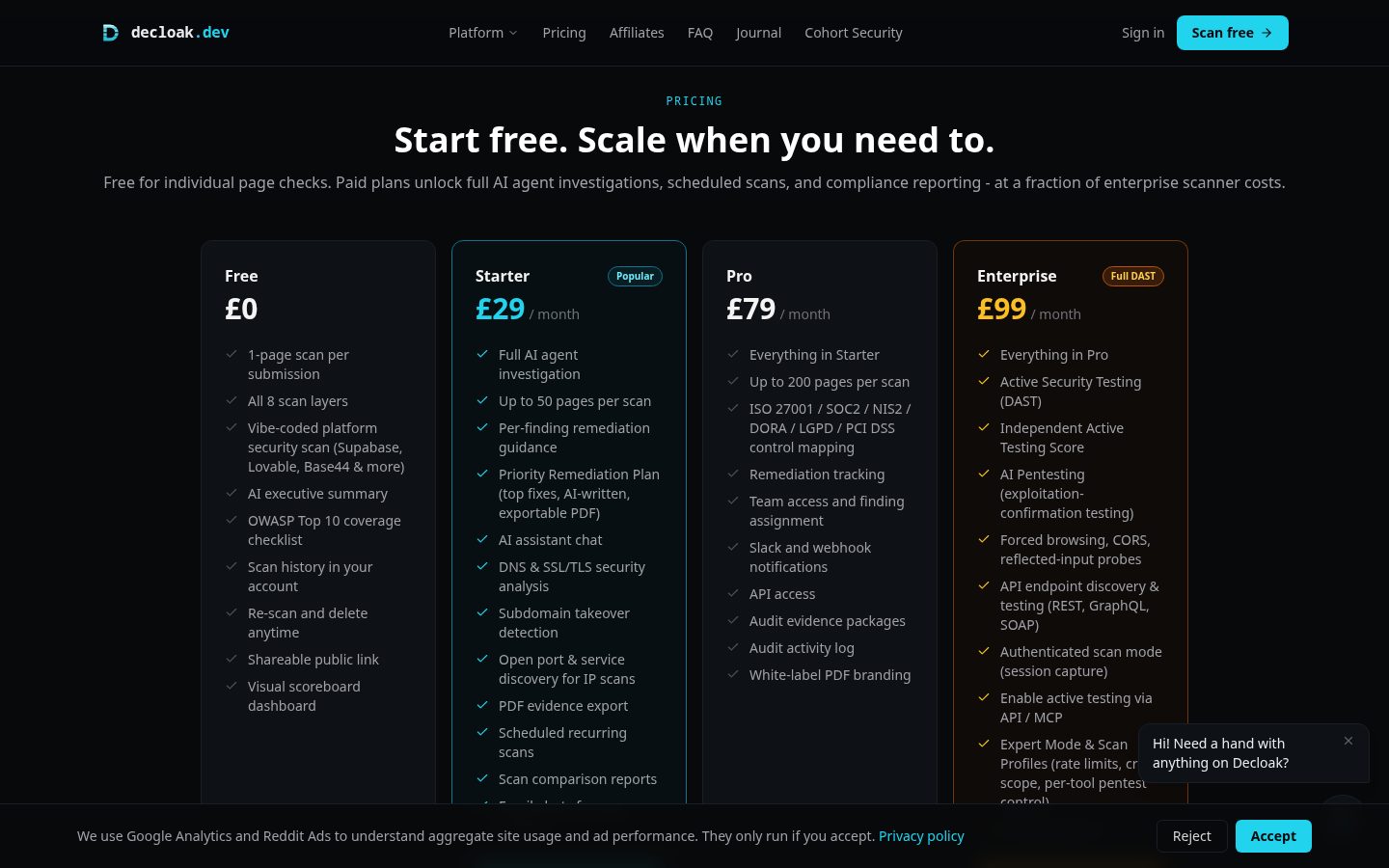 Decloak Pricing