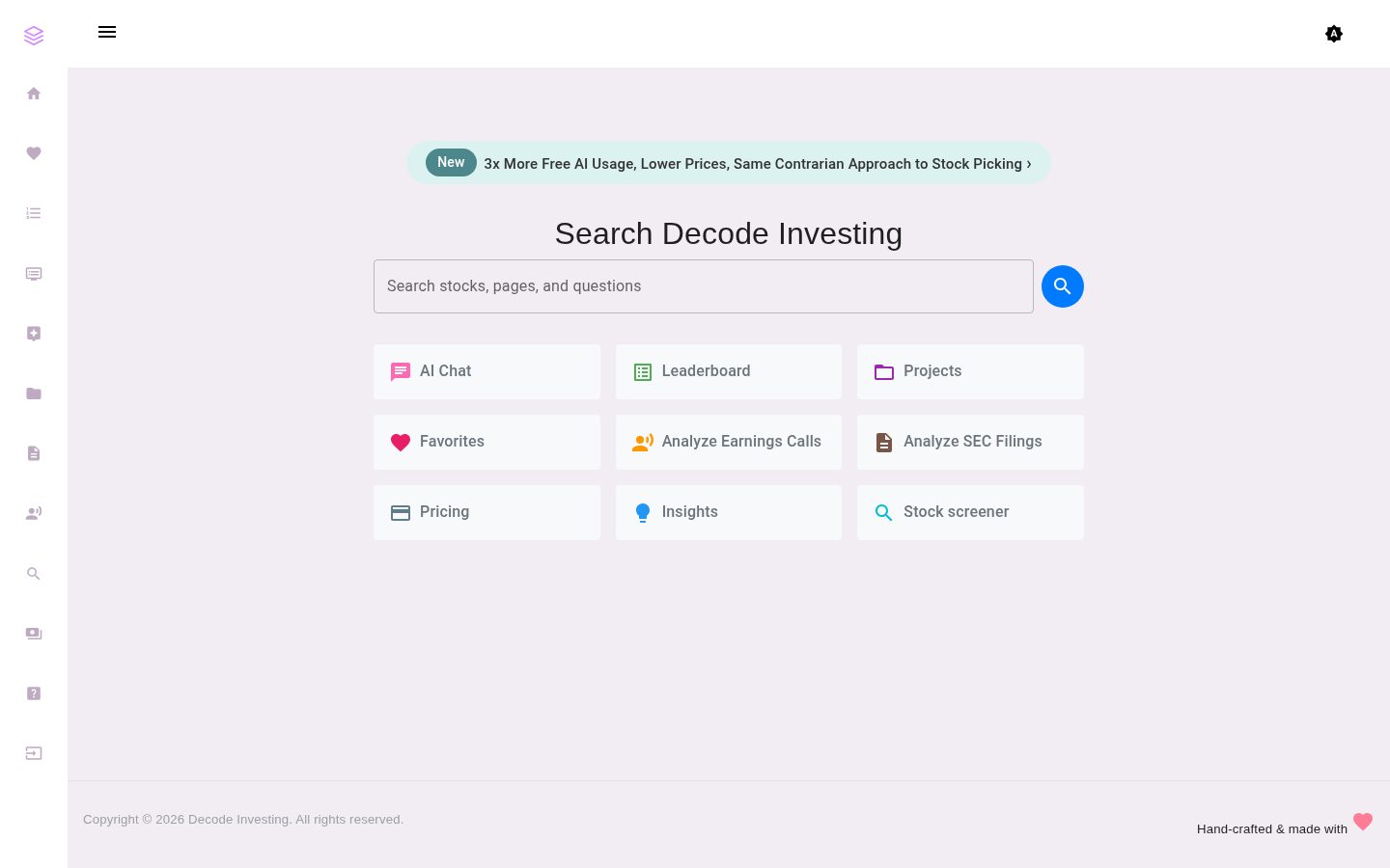 Decode Investing Homepage