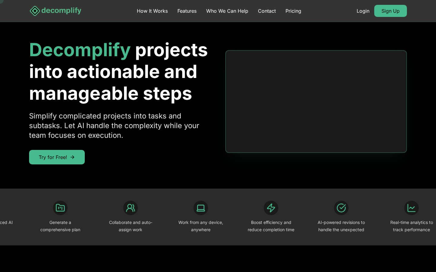 Decomplify.ai Homepage