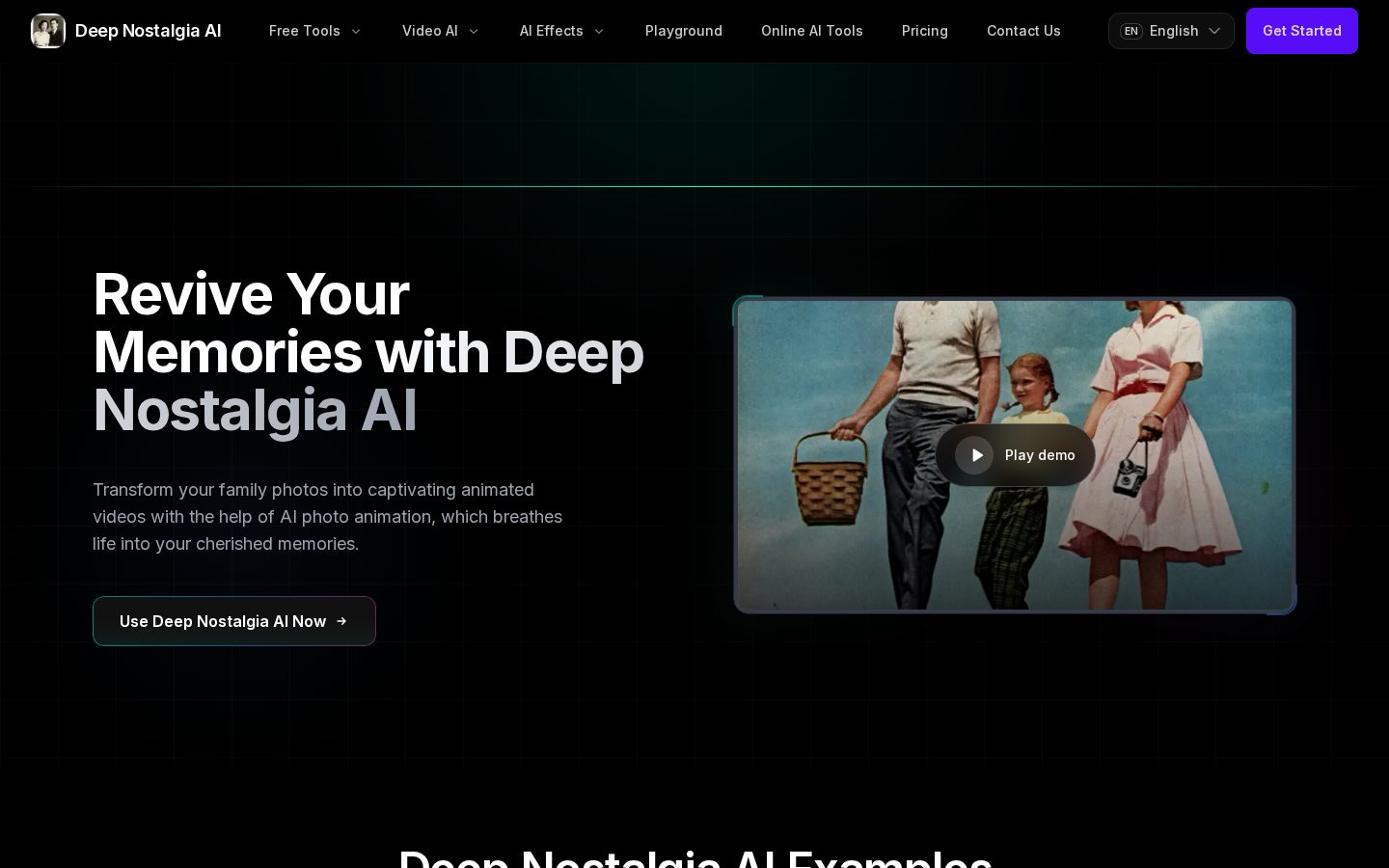 Deep Nostalgia AI Homepage