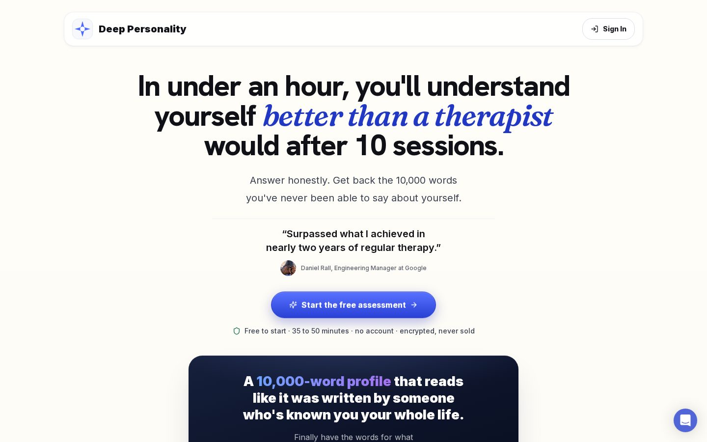 Deep Personality Homepage