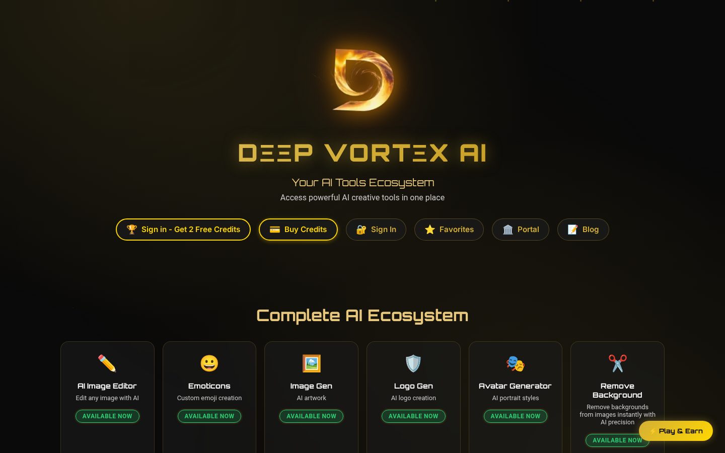 Deep Vortex AI Homepage