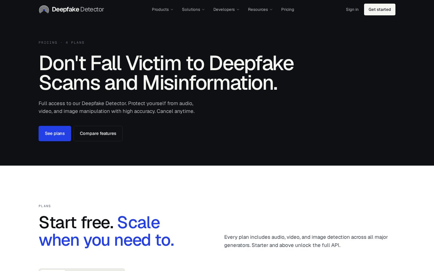 Deepfake Detector Pricing