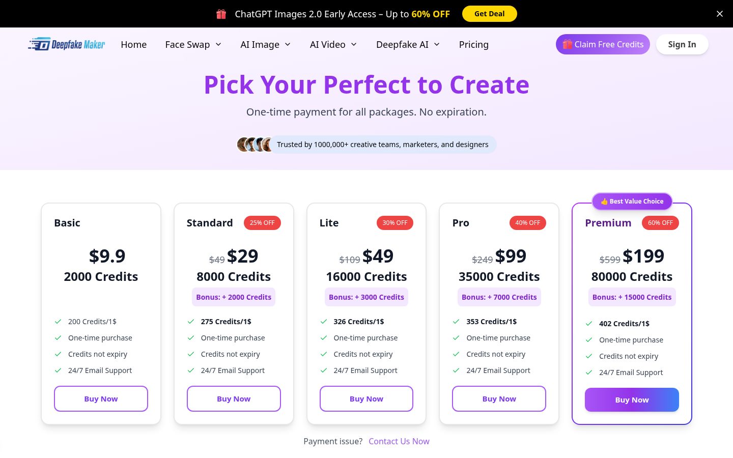 DeepFake Maker Online Free Tool Pricing