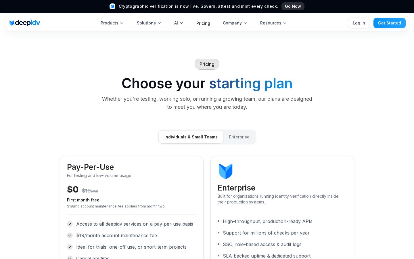 deepidv Pricing