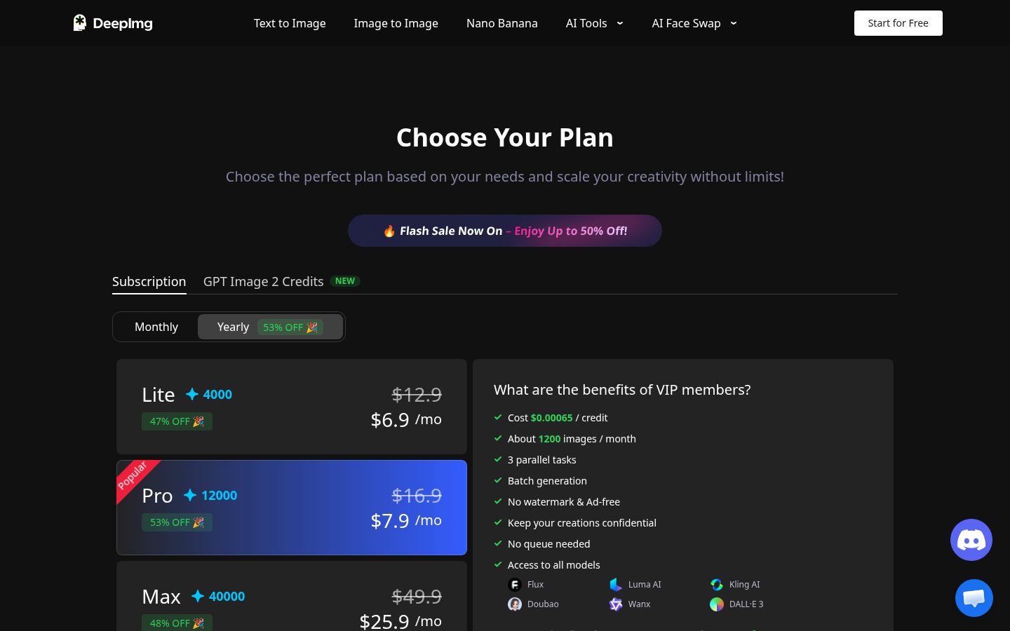 DeepImg AI Pricing