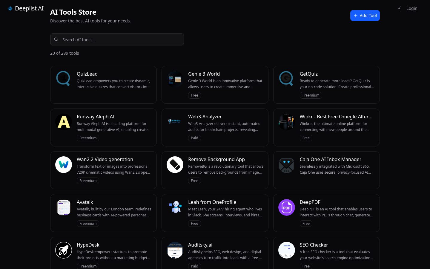 DeepList AI Homepage