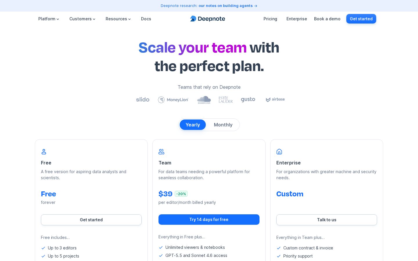 Deepnote AI Pricing