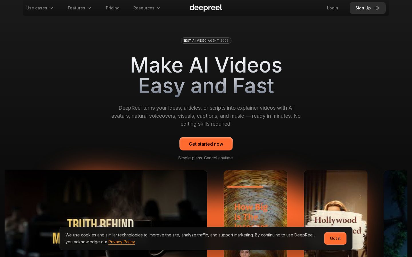 DeepReel Homepage