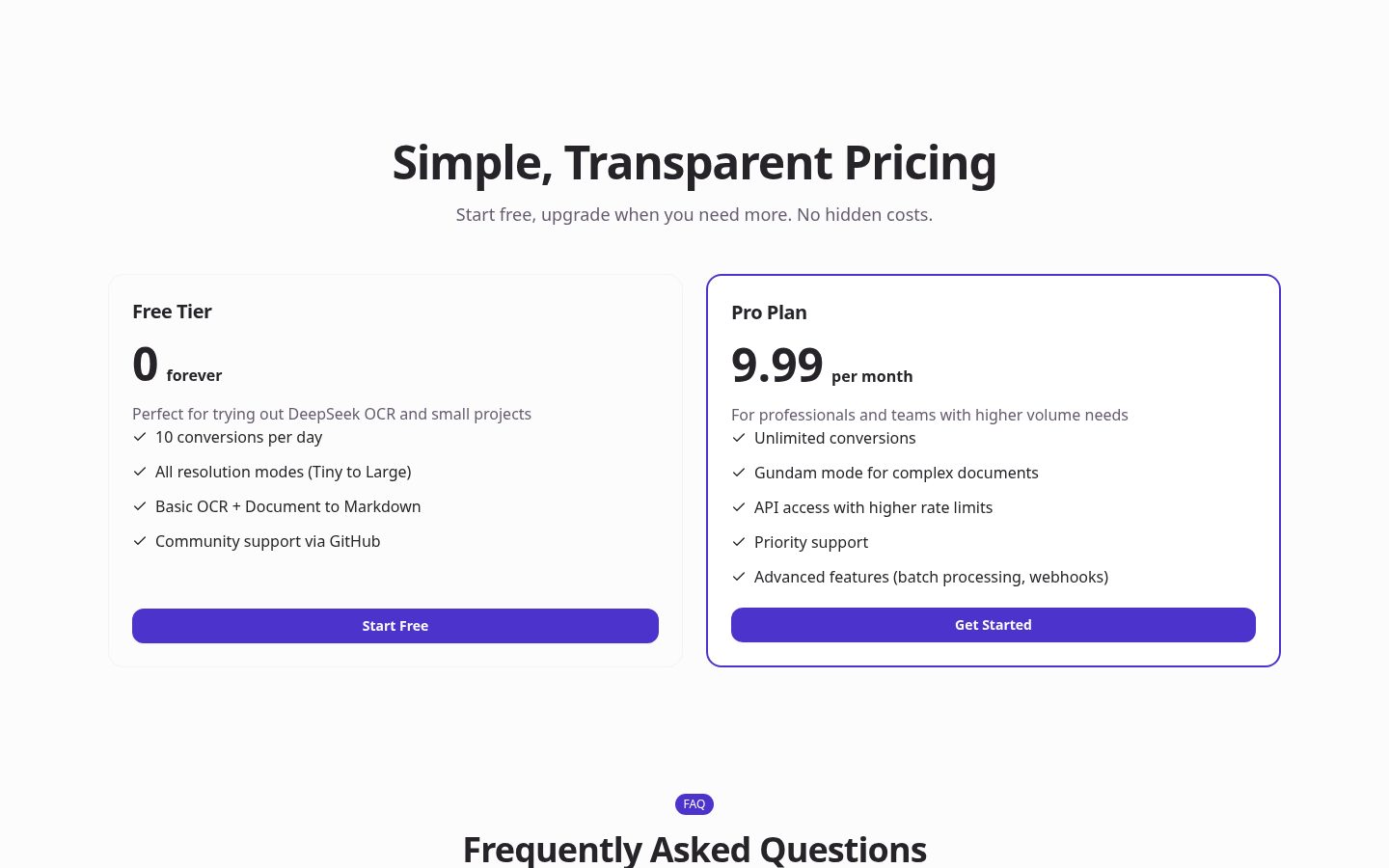 DeepSeek OCR Pricing