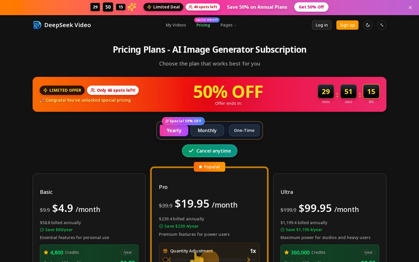 DeepSeek Video Pricing