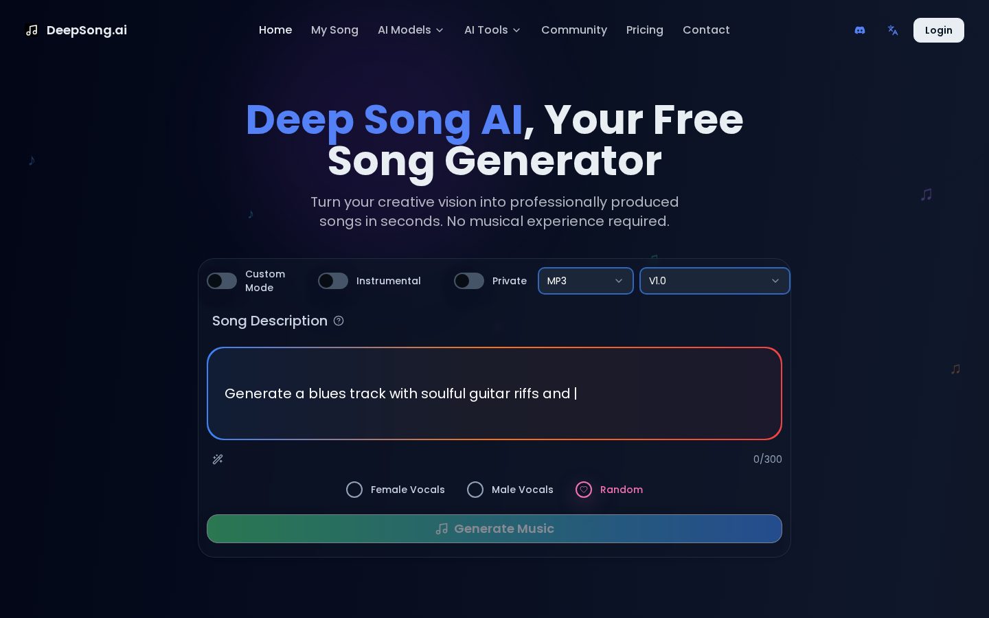 DeepSong AI Homepage