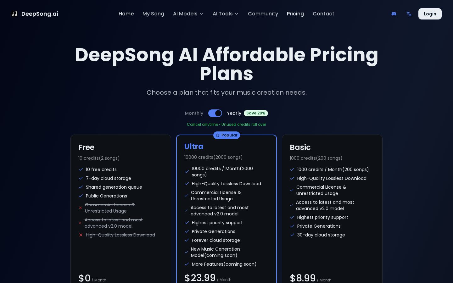 DeepSong AI Pricing
